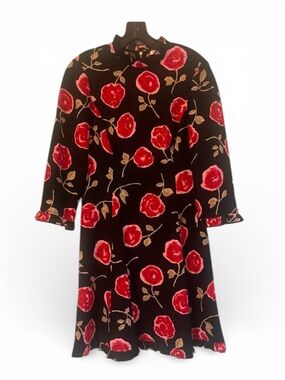 kate spade Black Dress with Red/Pink Floral Accents